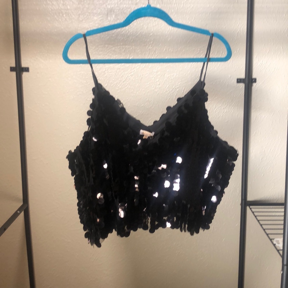 Sequin crop tank